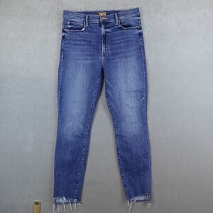 MOTHER Jeans Womens Size 31 Step Stunner Zip Ankle Fray Walking On Coals Denim
